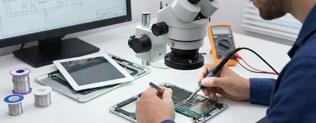 Atelier de réparation tablette et connecteur de charge